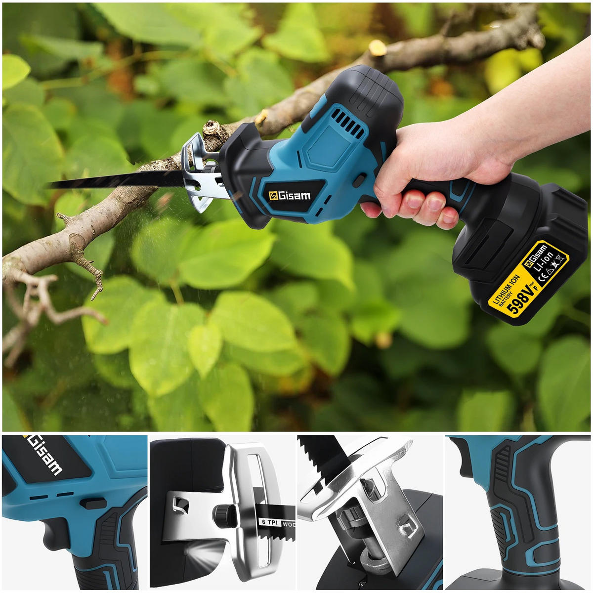 KETTENSÄGE 12.000 U/min bürstenlose 3600 W kabellose Ohne Batterien - Blau, Metall (13/7/42cm) - Coonoor