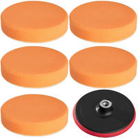 POLIERSCHWAMM 6er Set, Befestigung mit Klettverschluss, orange - Orange, Kunststoff (15/15/29cm) - tectake