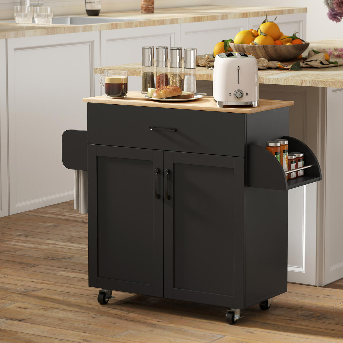 KÜCHENINSEL DE-17133 Schwarz - Schwarz, Holzwerkstoff (105/85/36cm) - ComfortXL