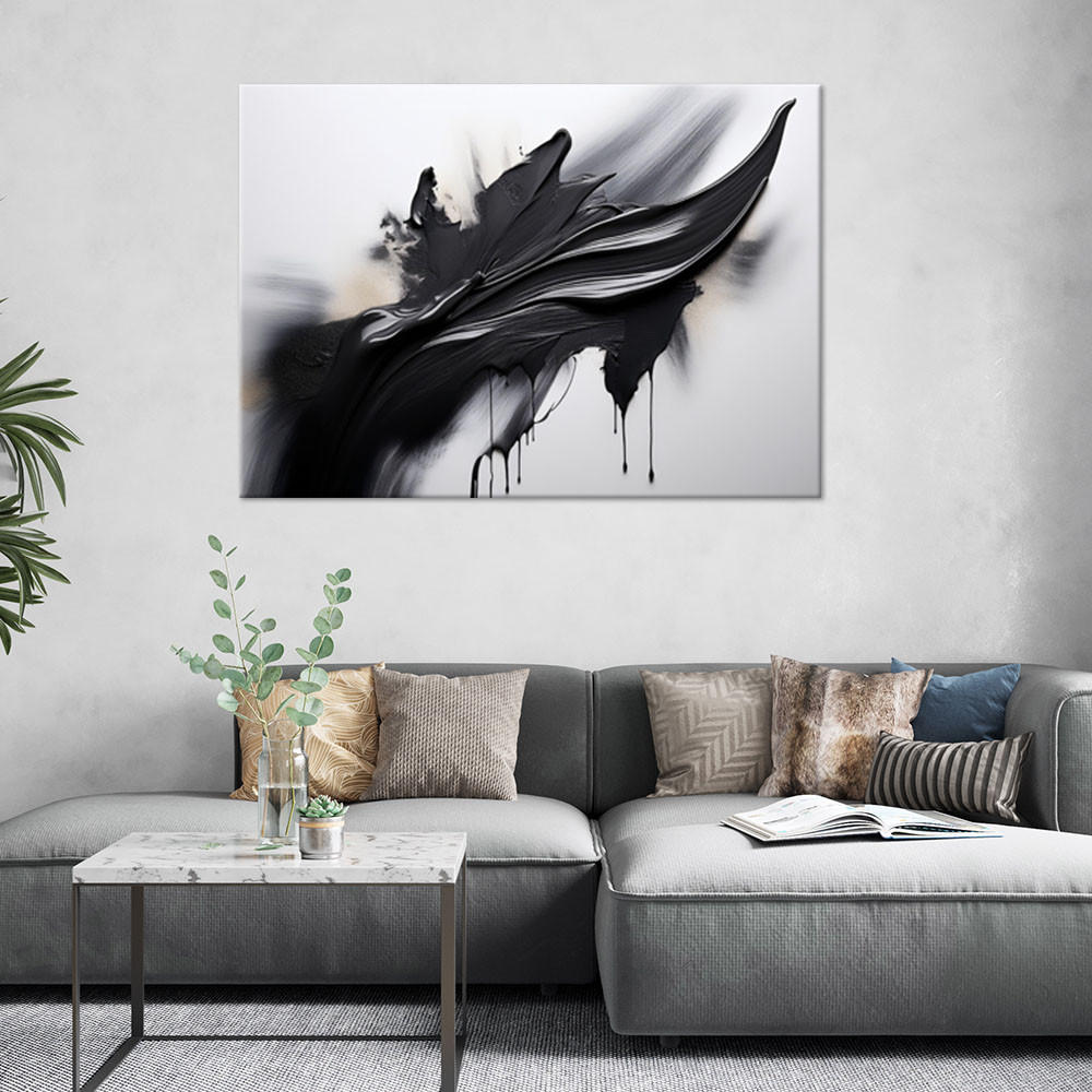 LEINWANDBILD Abstraktion Schwarz-Weiß-3D-Effekt 60x40cm - Schwarz, Textil (60/40cm) - Feeby