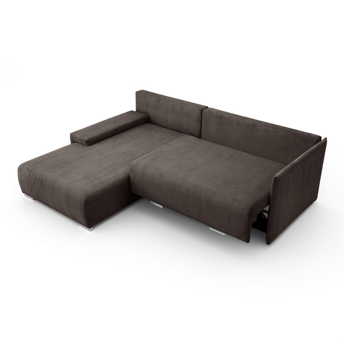 ECKSOFA LAVIO L mit Schlaffunktion und Bettzeugkasten Linke - Graubraun, Textil (246/188cm) - Lookway