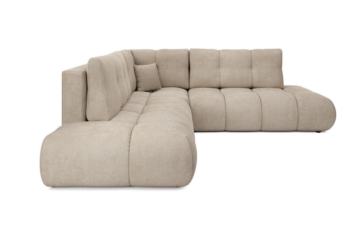 ECKSOFA DUCA II R-S Beige Chenille mit Schlaffunktion - Beige, Holz (266.5/266.5cm) - MASSENO