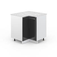 ECKUNTERSCHRANK Fame-Line Anthrazit Hochglanz 80.5 cm, AP Marmor - Anthrazit/Weiß, Holzwerkstoff (80.5/82/60cm) - Vicco