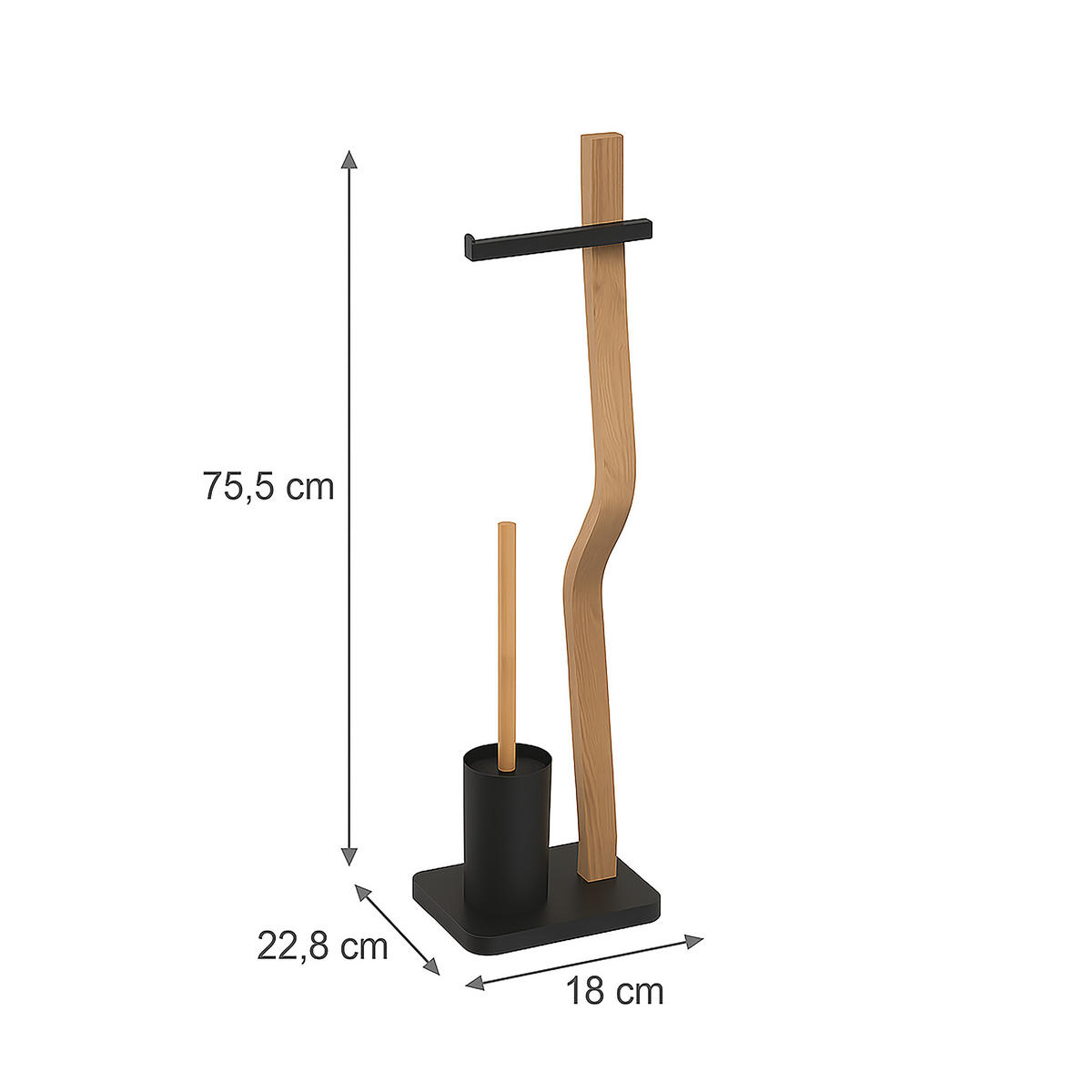 WC Garnitur - Multicolor, Holz/Kunststoff (22.8/75.5/18cm) - Relaxdays