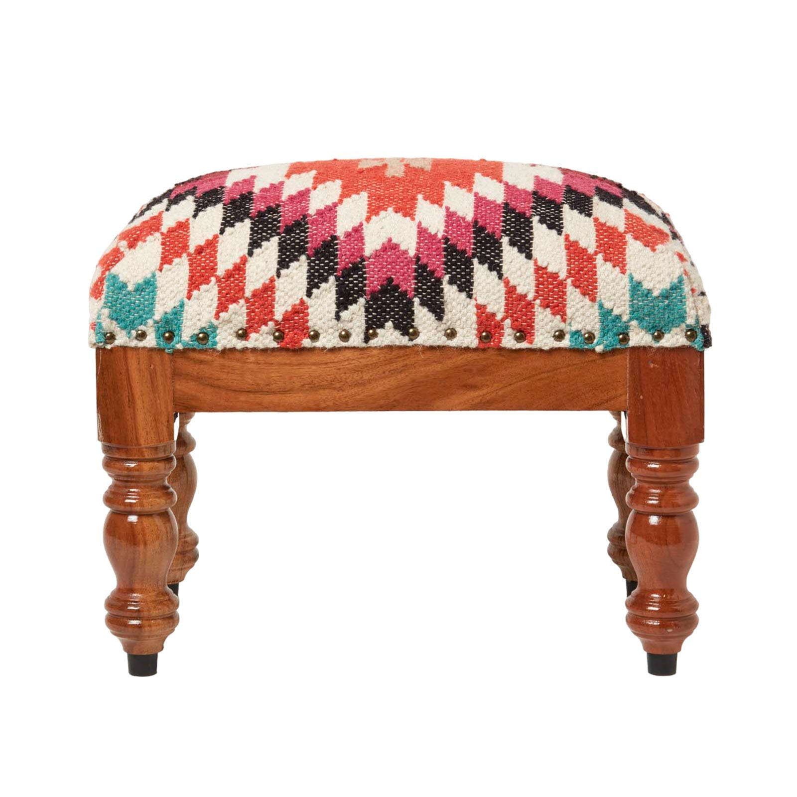 KELIM-HOCKER Manila mit Holzbeinen, Ethno-Muster, 50/40/30 cm - Multicolor, Textil (30/40/50cm) - Homescapes