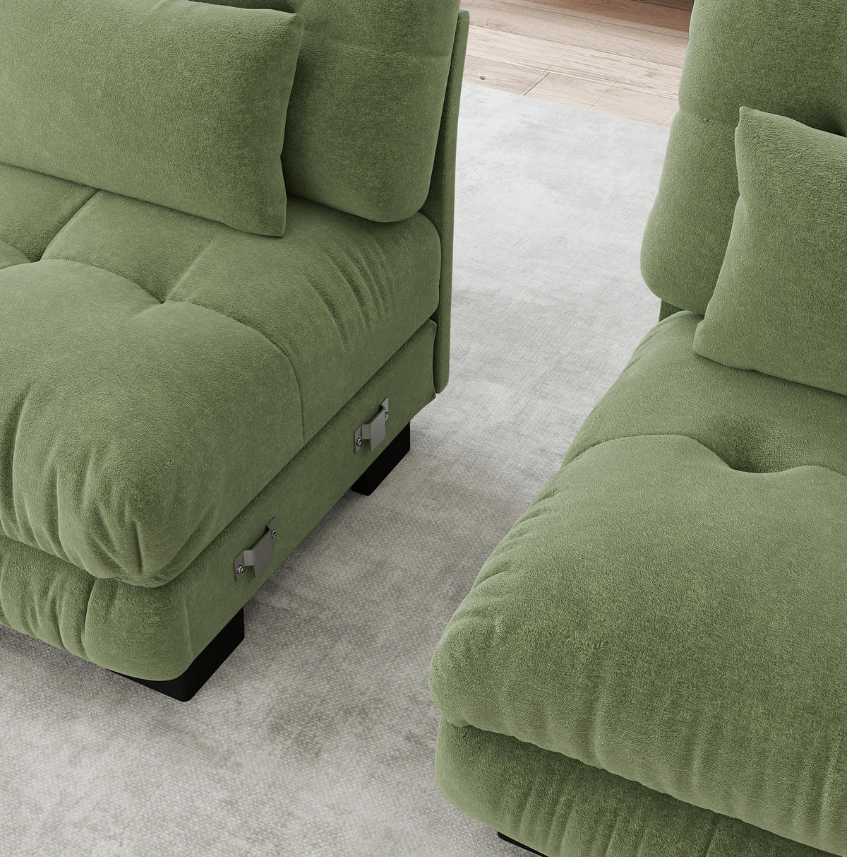 SOFA modular Chenille Grün - Grün, Kunststoff (77/81/313cm) - Meubliv