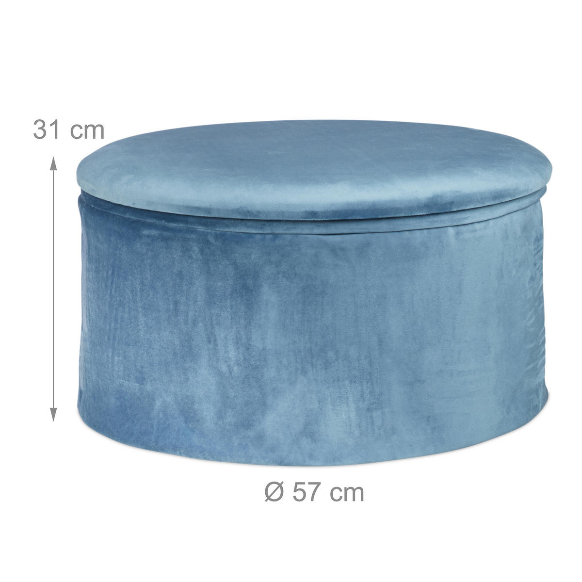 SITZHOCKER - Hellblau, Holzwerkstoff/Textil (57/31/57cm) - Relaxdays
