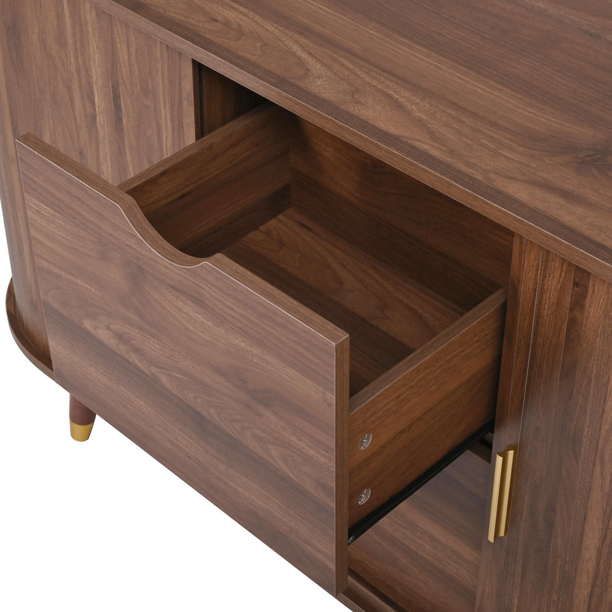 KOMMODE 140/40/79,5 cm mit 2 Schubladen und Schiebetüren in Nussbaum - Nussbaumfarben, Holzwerkstoff (140/79.5/40cm) - BEAOK