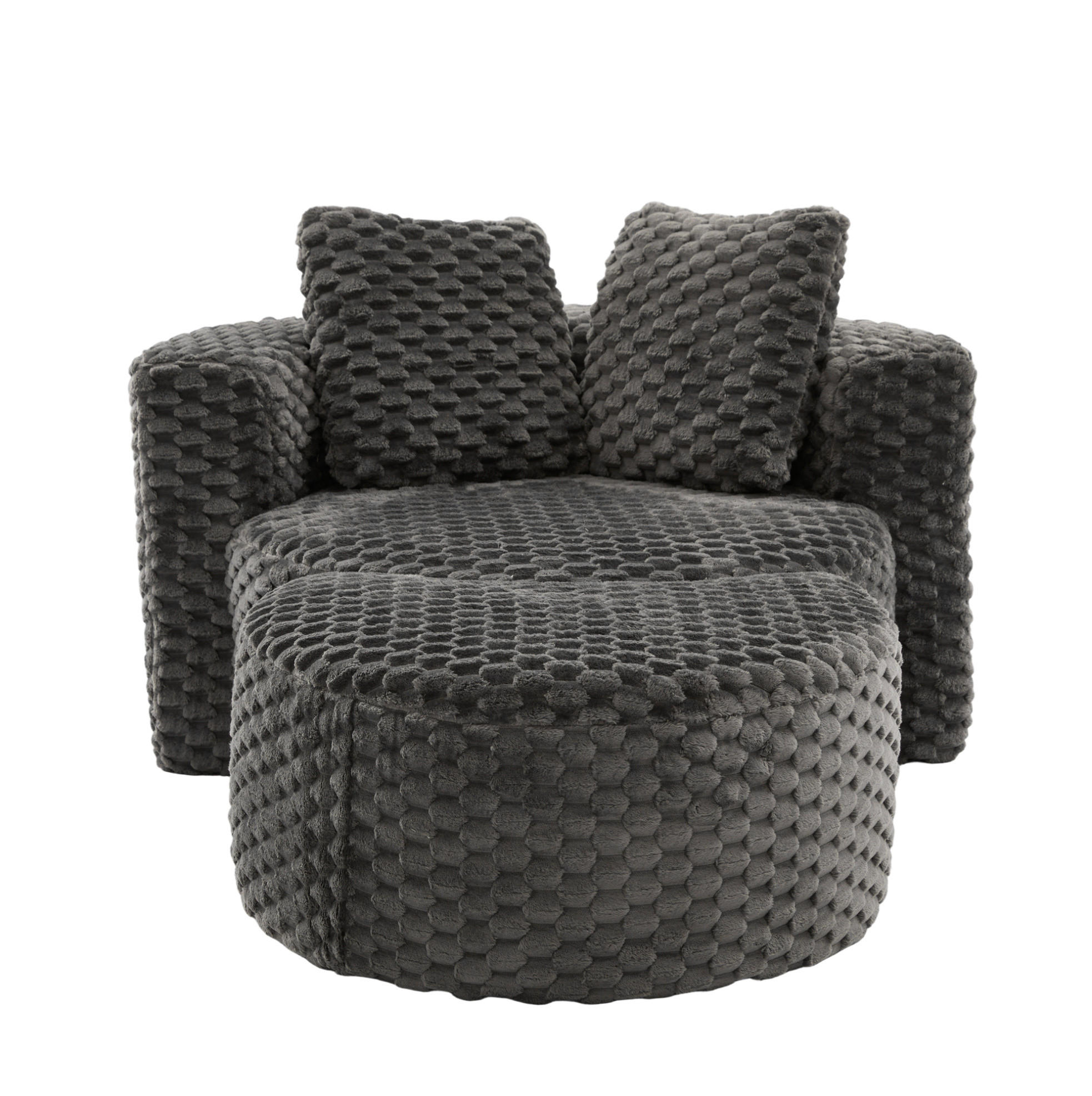 SESSEL 130/115/103 cm mit Hocker, 360°-Fassdesign, Stoffbezug und ohne Montage, Dunkelgrau - Dunkelgrau, Textil (116/65/129cm) - Redom