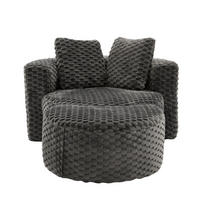 SESSEL 130/115/103 cm mit Hocker, 360°-Fassdesign, Stoffbezug und ohne Montage, Dunkelgrau - Dunkelgrau, Textil (116/65/129cm) - Redom