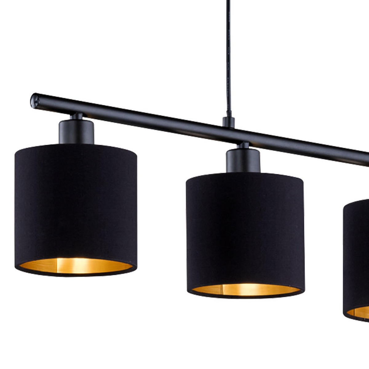 LED HÄNGELEUCHTE Textil Schwarz-Gold - Schwarz, Metall (75/12/150cm)