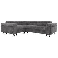 ECKSOFA FALCO L - Grau Cord - Links Seite - Schwarz/Grau, Textil/Metall (197/268cm) - MKS
