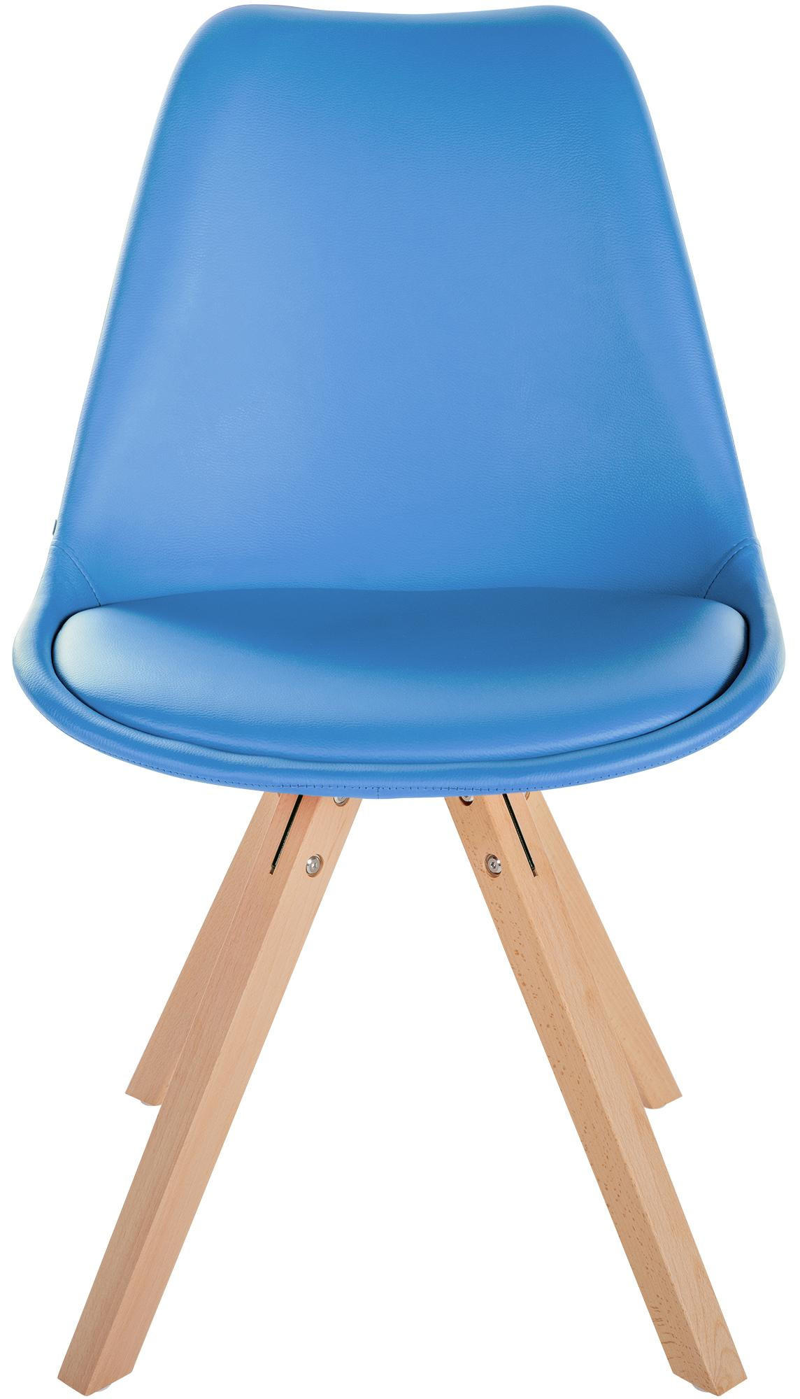 STUHL Lederlook hellblau - Naturfarben/Hellblau, Holz/Textil (48/81/54cm) - CLP