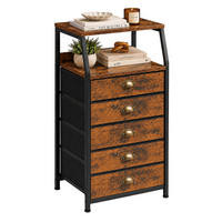KOMODA vintage smeđa crna 5 ladica 110x40x29 cm - smeđa, drvni materijal/metal (40/110/29cm) - Relaxdays