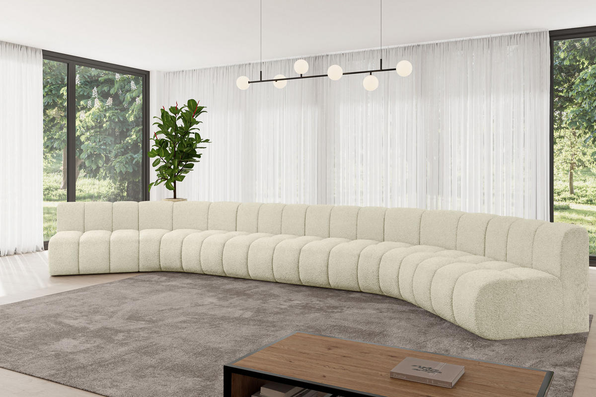 WOHNLANDSCHAFT modulares Sofa Montra-U2 - 581x174x70 cm Beige - Beige, Holzwerkstoff/Textil (581/70/174cm) - ALTDECOR