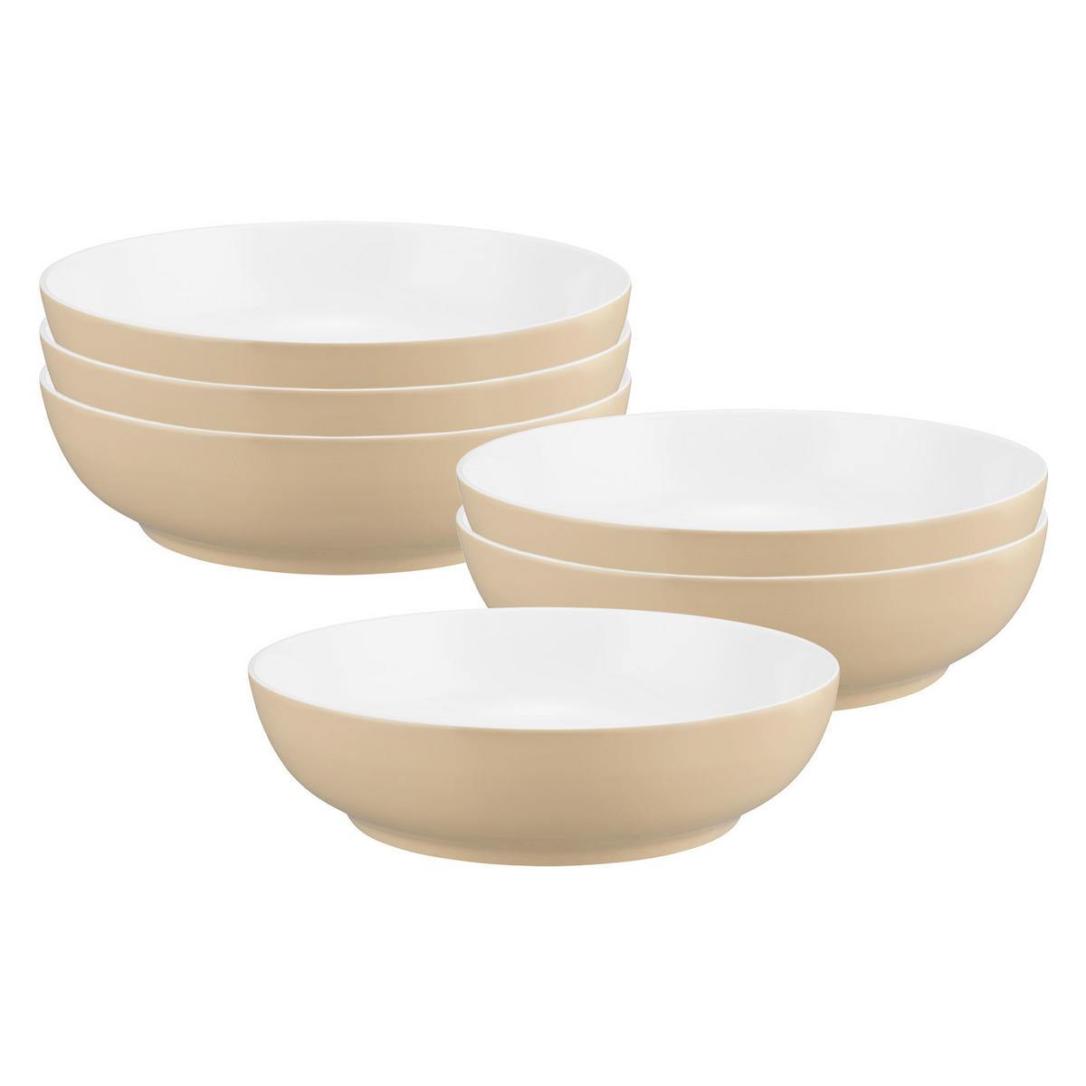 FOODBOWLS Liberty Pure Colors Dusty Beige ø 25 cm 6er Set - Beige, Keramik (25.4cm) - Seltmann Weiden