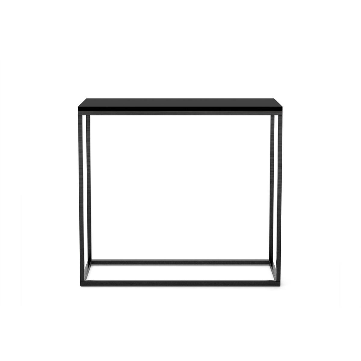 KONSOLENTISCH Well 80 Schwarz, Schwarze Beine - Schwarz, Holzwerkstoff/Metall (25/80/80cm) - Bettso