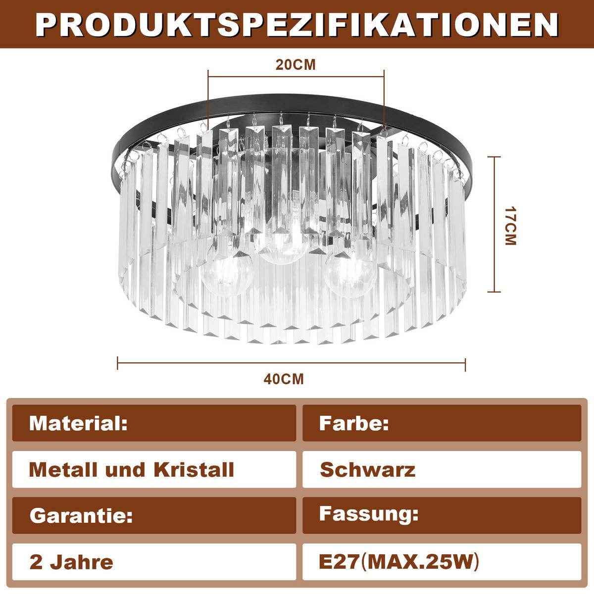 LED-DECKENLEUCHTE Zyrren 40/40/17 cm - Schwarz, Metall (40/40/17cm) - ZMH
