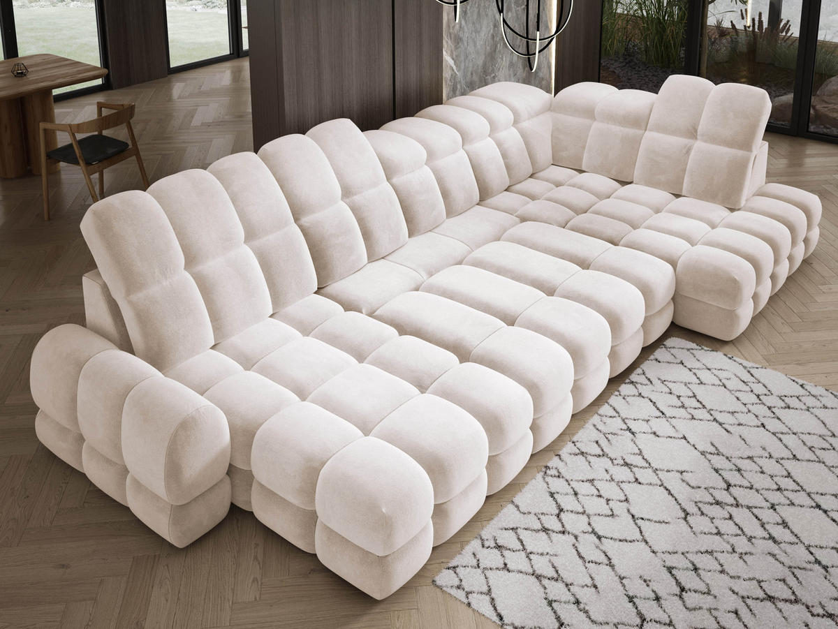 ECKSOFA TOLLO Salvador-stoff U-form 400x217x105 cm creme - Creme, Holz/Textil (217/400cm) - DomoHome