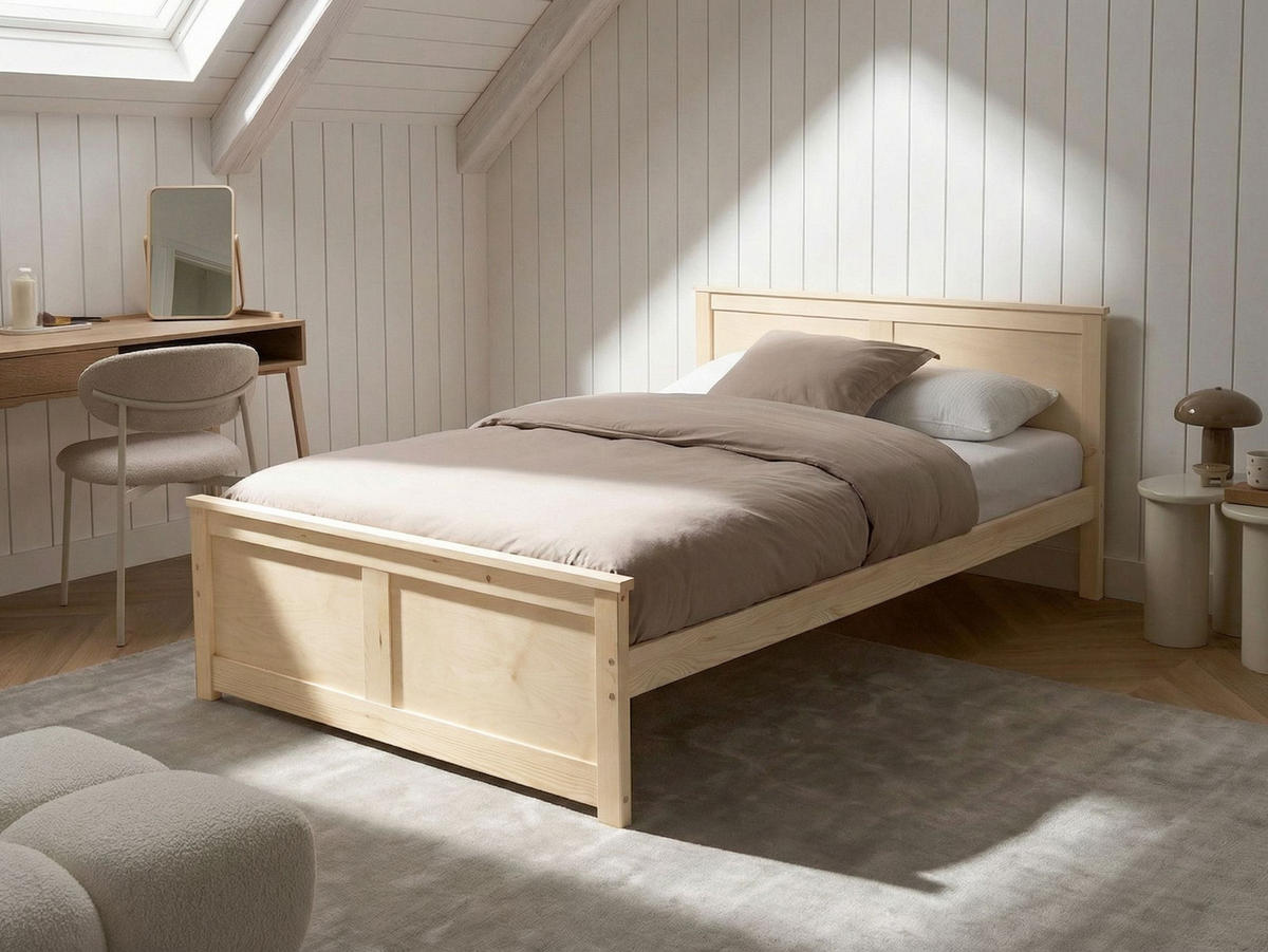 BETT mit Lattenrost 120/200 cm Kiefernholz Hellbraun Dauphin - Hellbraun, Holz (120/200cm) - Beliani