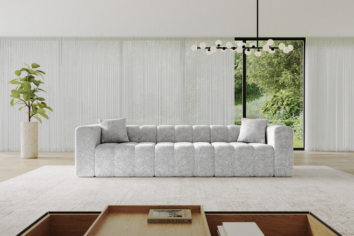 POHOVKA 3-MÍSTNÁ DONY-3 315x90x71 cm Šedá Žinylka - šedá/černá, kompozitní dřevo/textil (315/71/90cm) - ALTDECOR