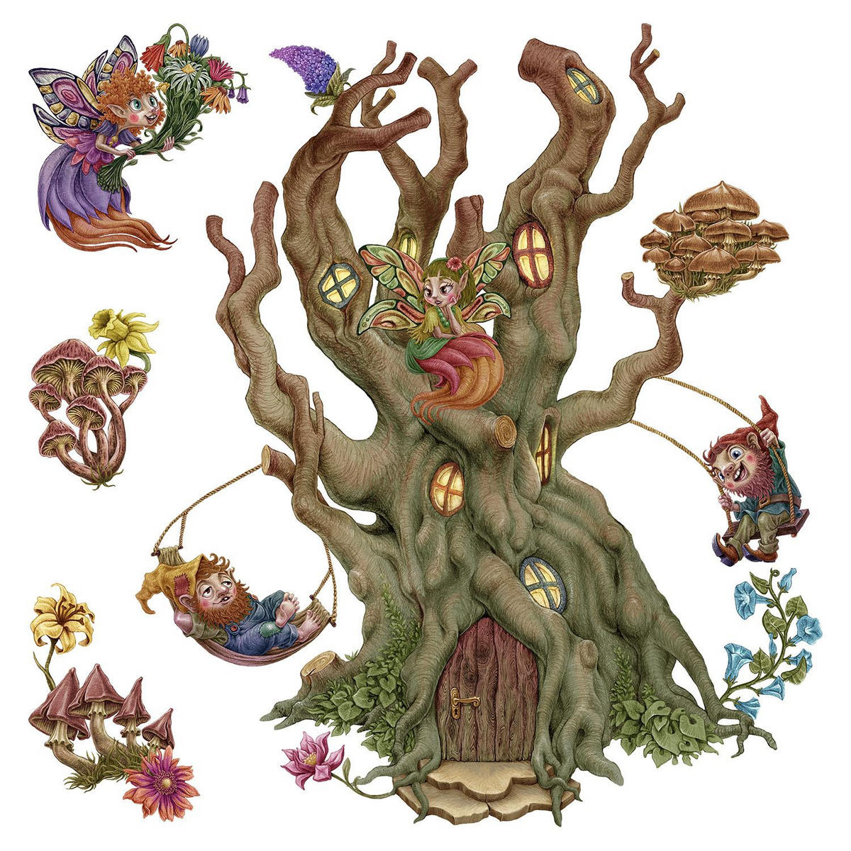 WANDAUFKLEBER 80x129cm - Feenwald - Multicolor, Kunststoff (80/129/0.1cm) - Wallfluent