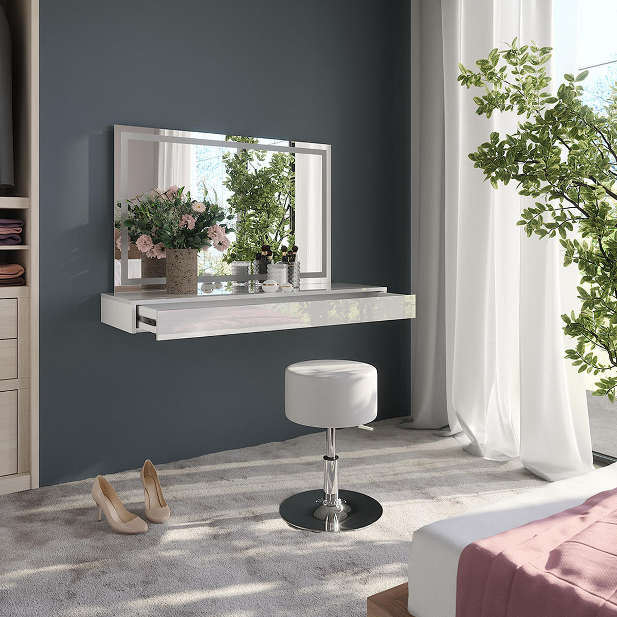 TOALETNÍ STOLEK Sherry Bílá - bílá, kompozitní dřevo (120/12/40.1cm) - Vicco