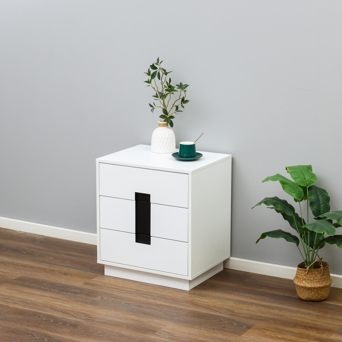 KOMODA - biela, kompozitné drevo (50/56/40cm) - Relaxdays