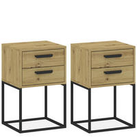 NACHTTISCH RECTUS 2-er Set - Eichefarben/Schwarz, Holzwerkstoff (40/65/39cm) - KONSIMO®