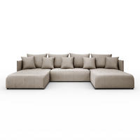 WOHNLANDSCHAFT Hanna in U-Form 348 x 188cm Schlaffunktion Bettkasten, 5 Sitzer, Schlafsofa, capuccino - Hellbraun, Kunststoff (348/93/188cm) - Margaret Hadas24