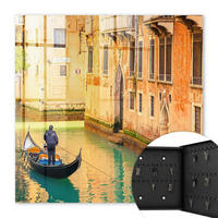 SCHLÜSSELBOX Schwarz 30x30 cm- Türöffnung nach rechts - Kanäle von Venedig - Orange, Metall (30/30/5cm) - TULUP