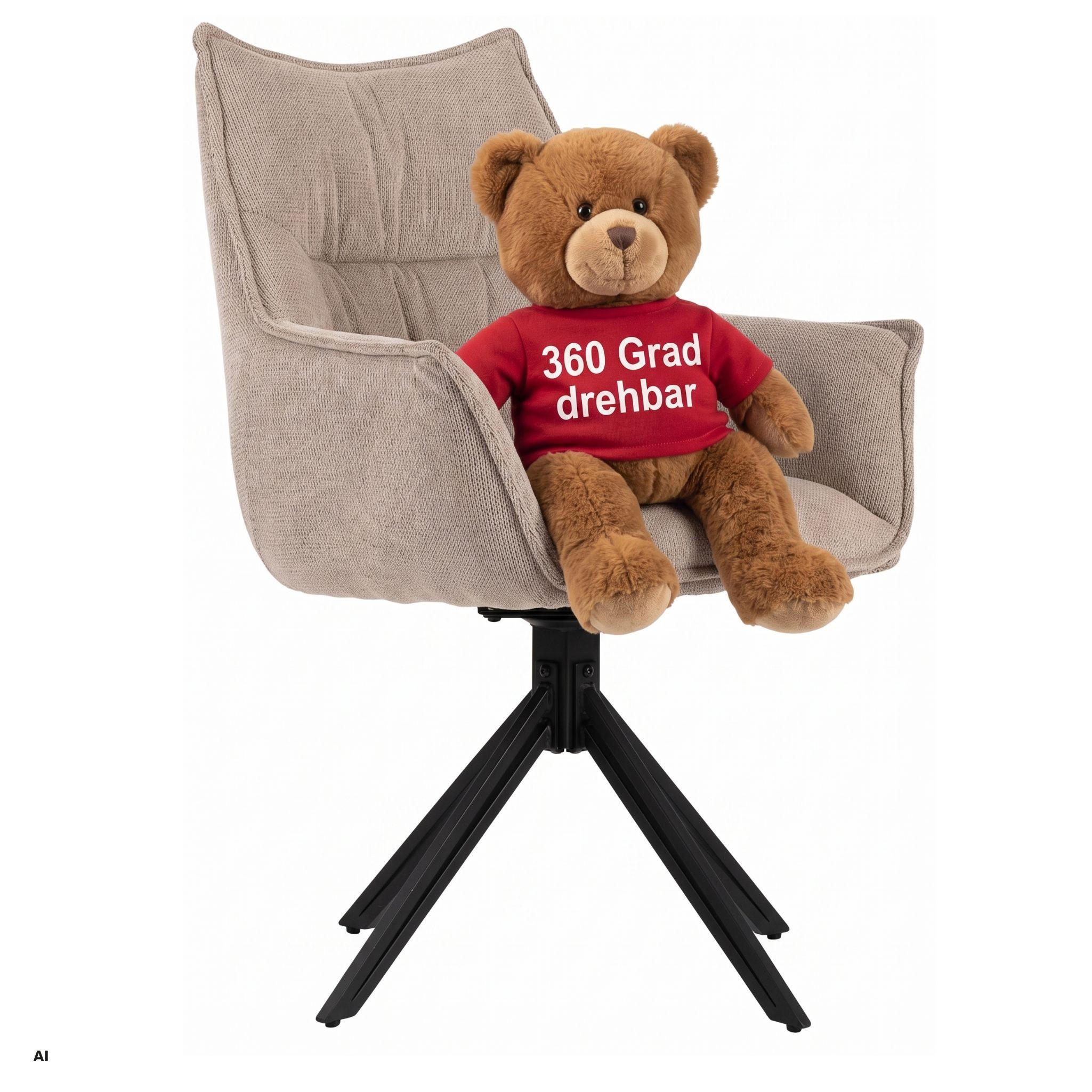 ESSZIMMERSTUHL Ginosa drehbar 60/90/64 cm - Beige/Schwarz, Textil/Metall (62/90/66cm) - Mr. Deko