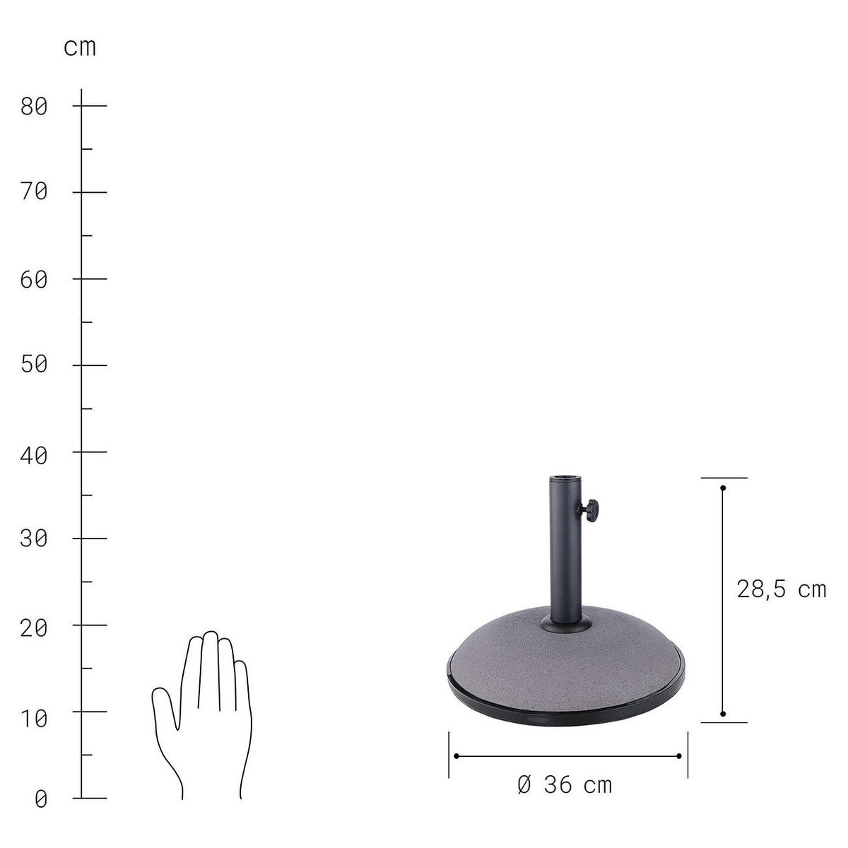 SCHIRMSTÄNDER Rock - Grau, Stein (36/36cm) - Butlers