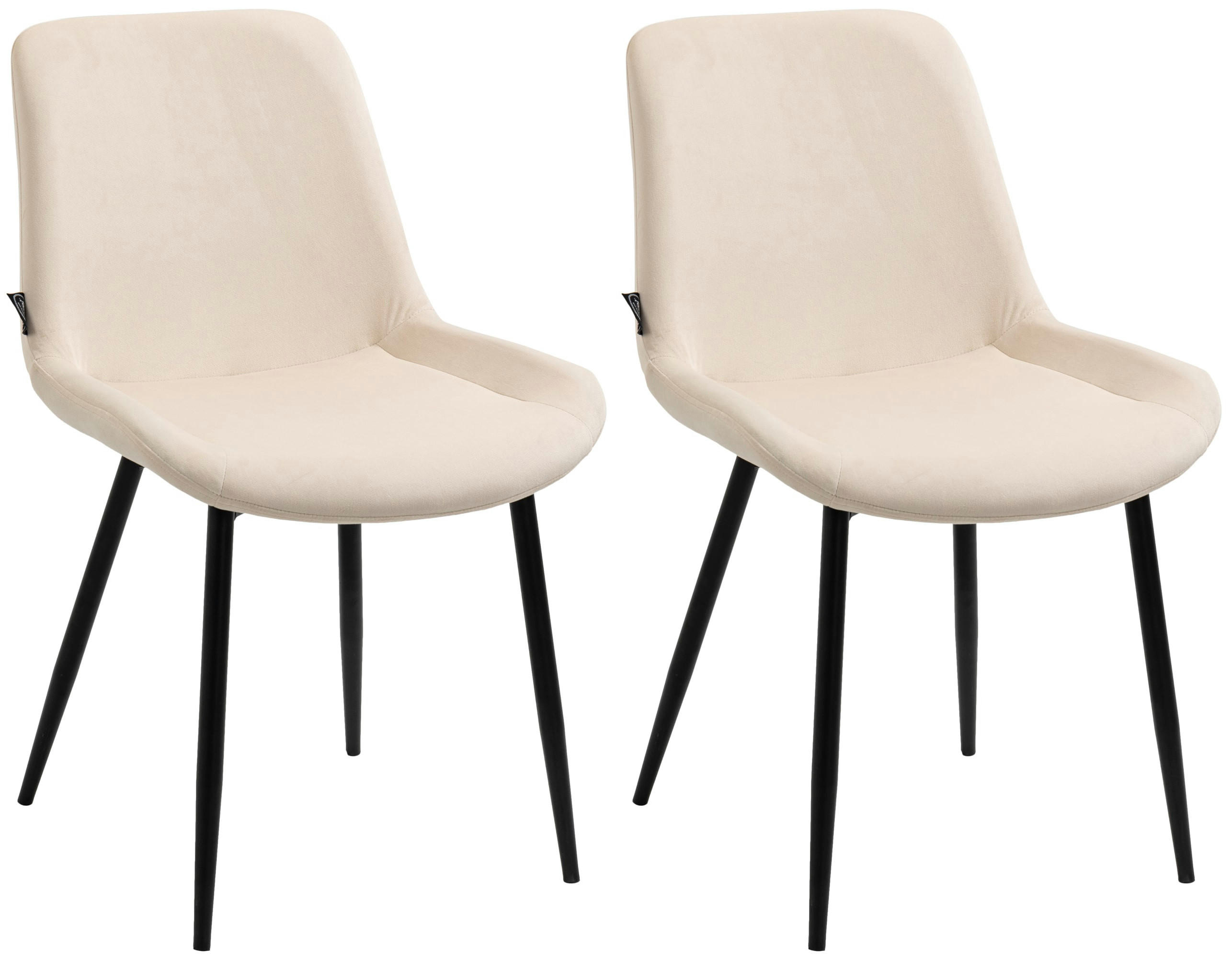 STUHL 2er Set Samt creme - Creme/Schwarz, Textil/Metall (51/80/60cm) - CLP