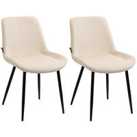 STUHL 2er Set Samt creme - Creme/Schwarz, Textil/Metall (51/80/60cm) - CLP