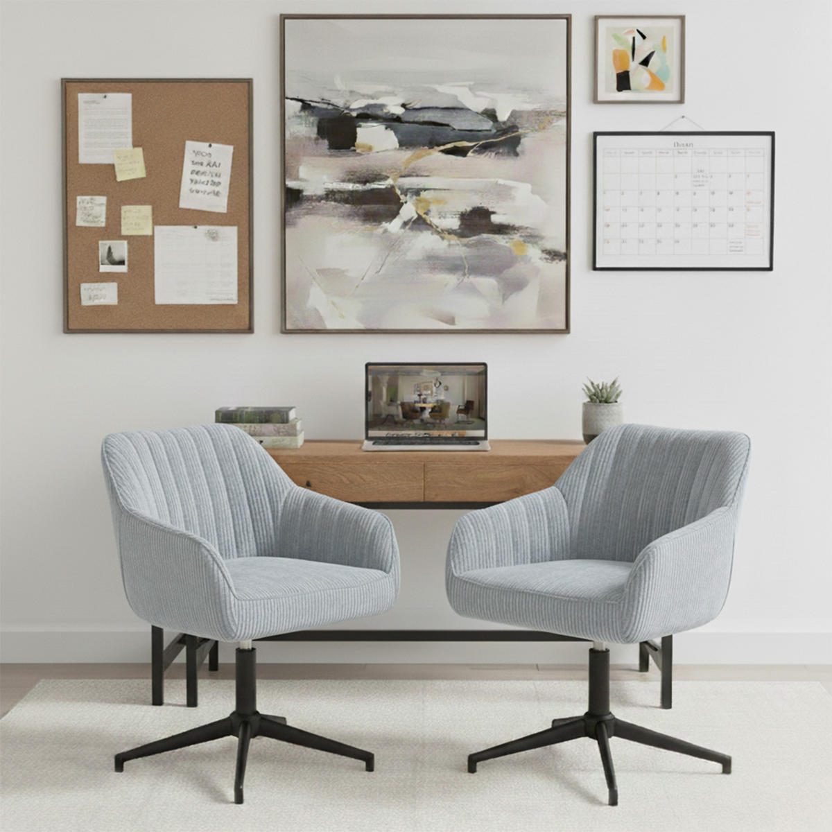 BÜROSTUHL Mika-Caro - Schwarz/Hellblau, Textil/Metall (60/79/61cm) - DUBI Möbel
