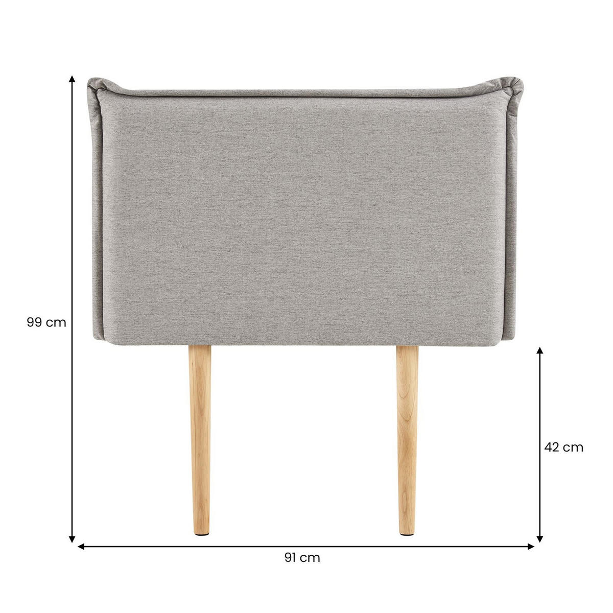 KOPFTEIL NERINA 90X190 CM - Grau, Textil (91/99/7cm) - IDIMEX