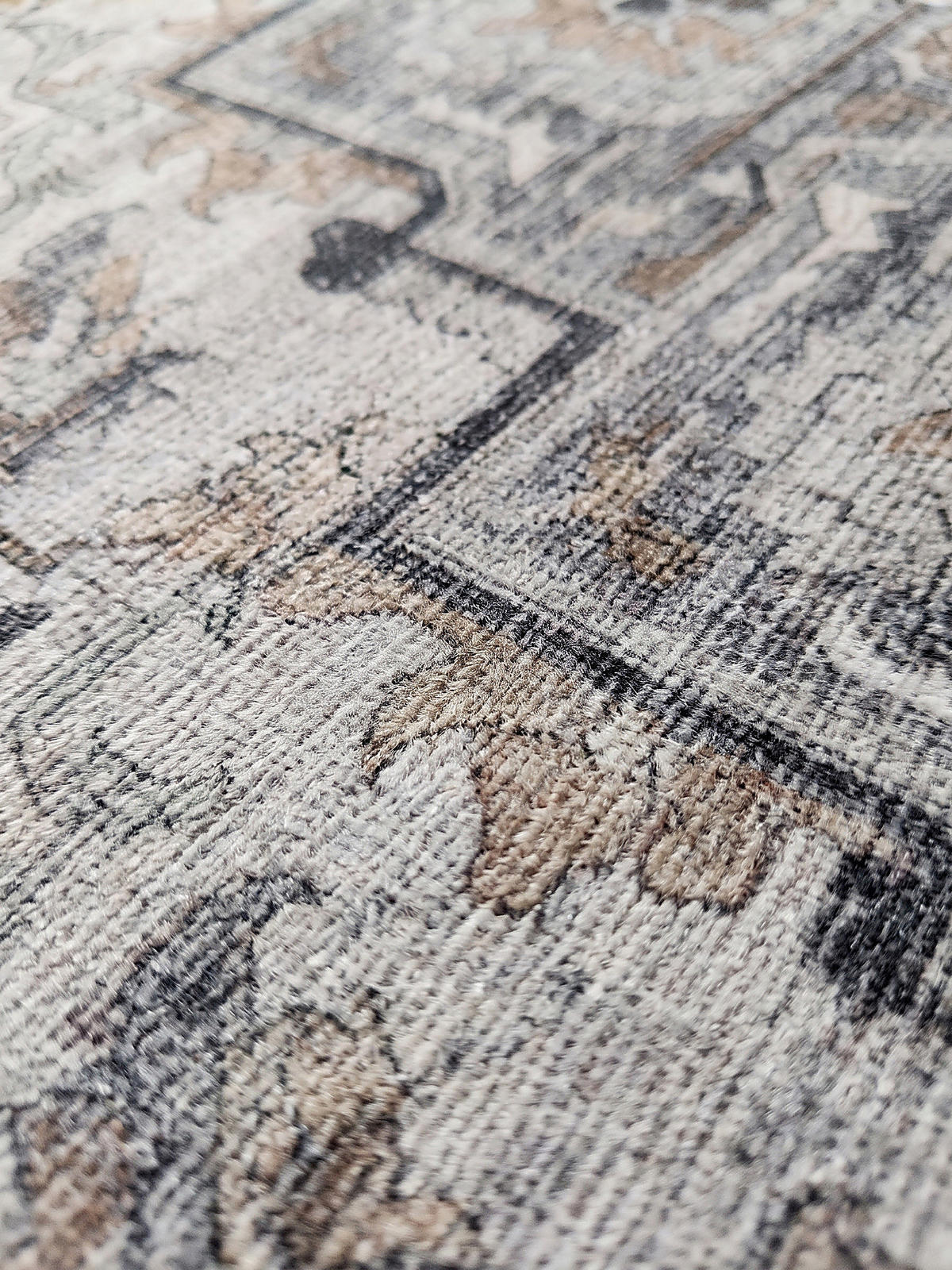 TEPPICH Kurzflor, waschbar, mit Medaillon, VERNANTE in Beige-Grau, Ø 120 cm - Beige, Textil (120/120cm) - KADIMA DESIGN