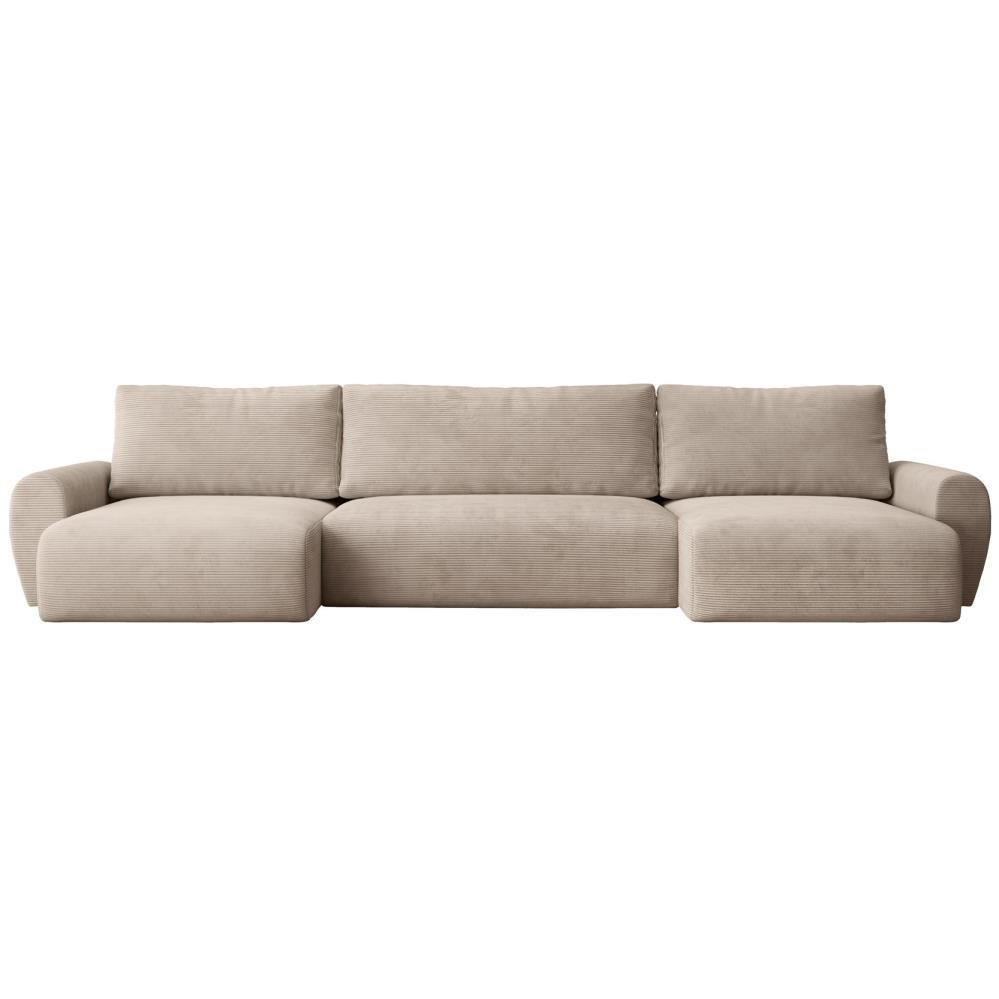 WOHNLANDSCHAFT mit Schlaffunktion Poss U cappuccino - Cappuccino, Textil (395/70/153cm) - Beautysofa