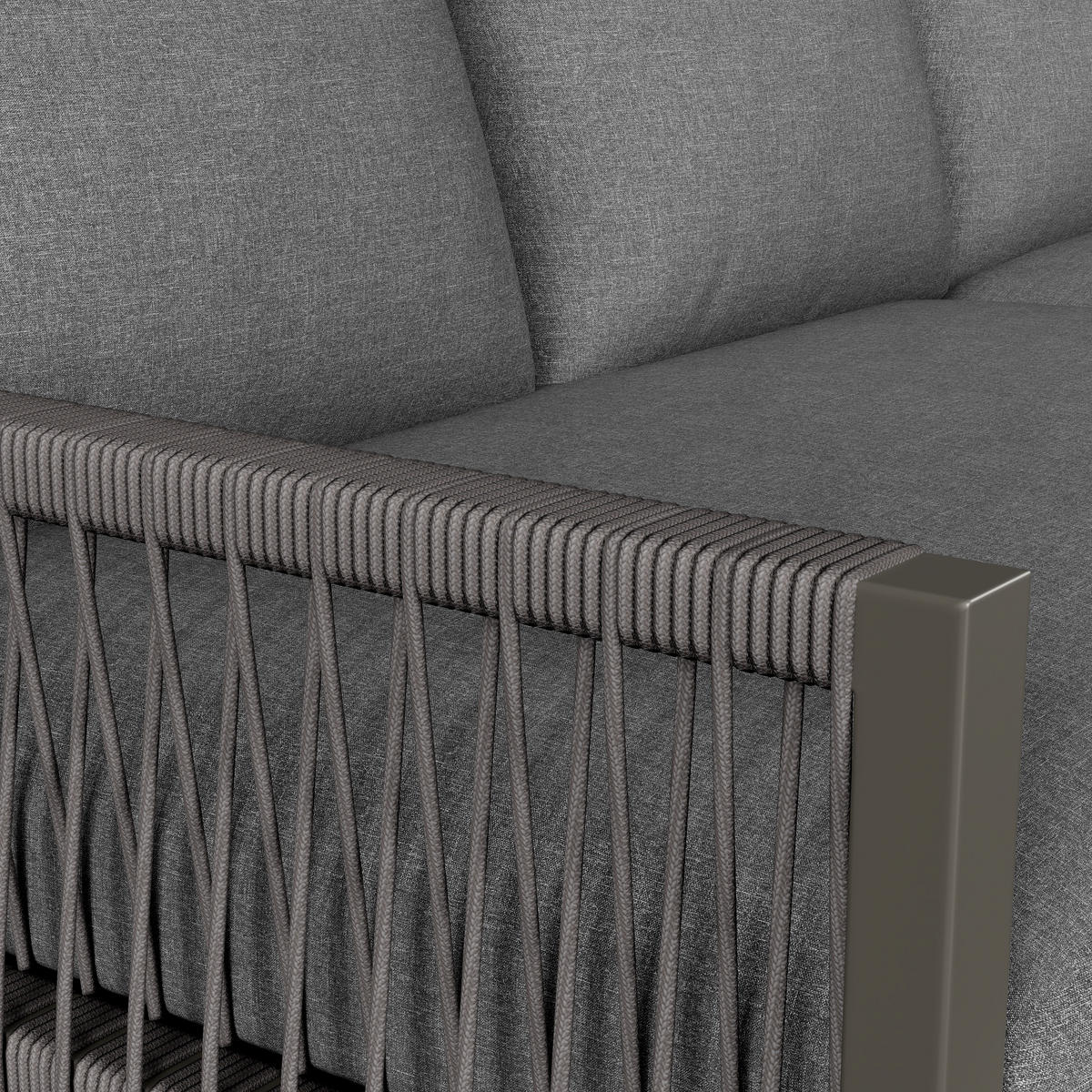 GARTENMÖBEL 123x68x86cm grau aus Metall und mit verstellbaren Füßen - Grau, Metall - Modfu