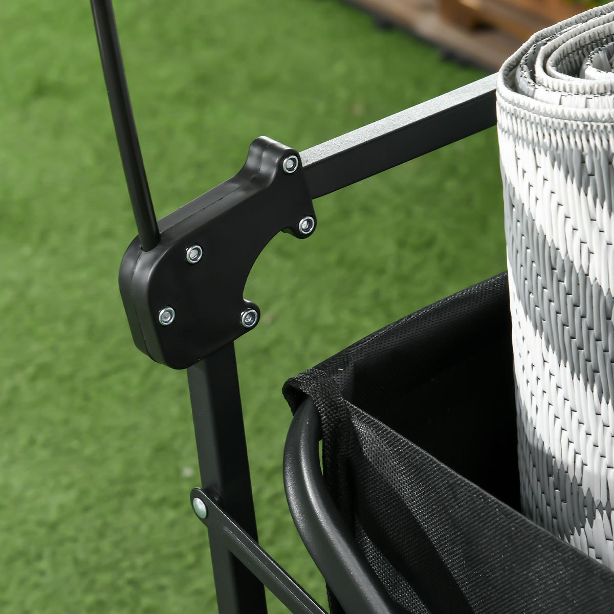GARTENWAGEN DE-10434 klappbar mit Dach, 110 L Schwarz - Schwarz, Metall (52/105/97cm) - ComfortXL