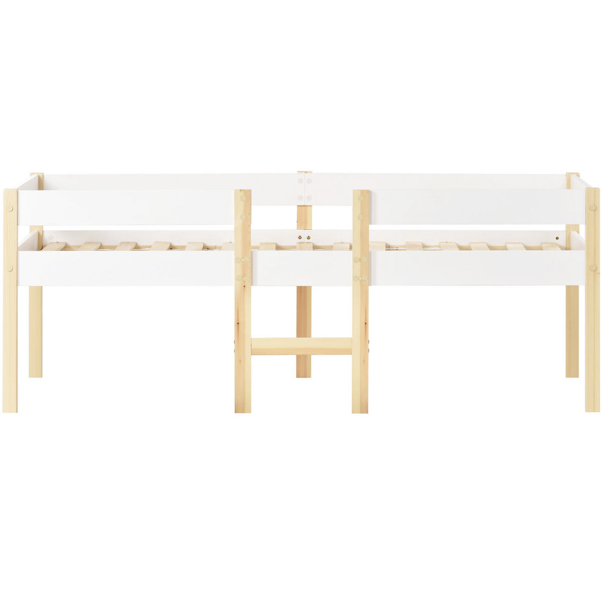 KINDERBETT 90/190 cm aus massiver Kiefer mit Rausfallschutz und 2 Schubladen - Weiß, Holz (90/190cm) - BEAOK