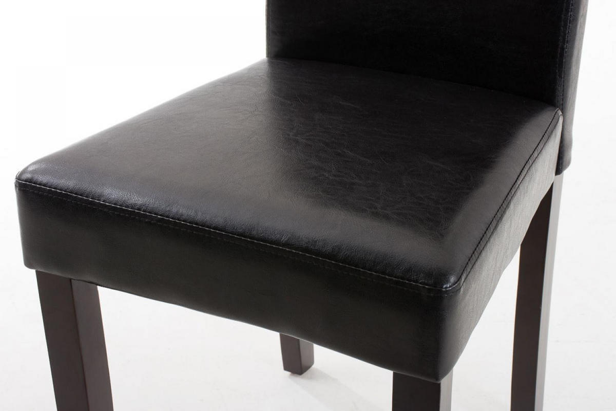 STUHL Lederlook schwarz - Dunkelbraun/Schwarz, Holz/Textil (41/91/47cm) - CLP
