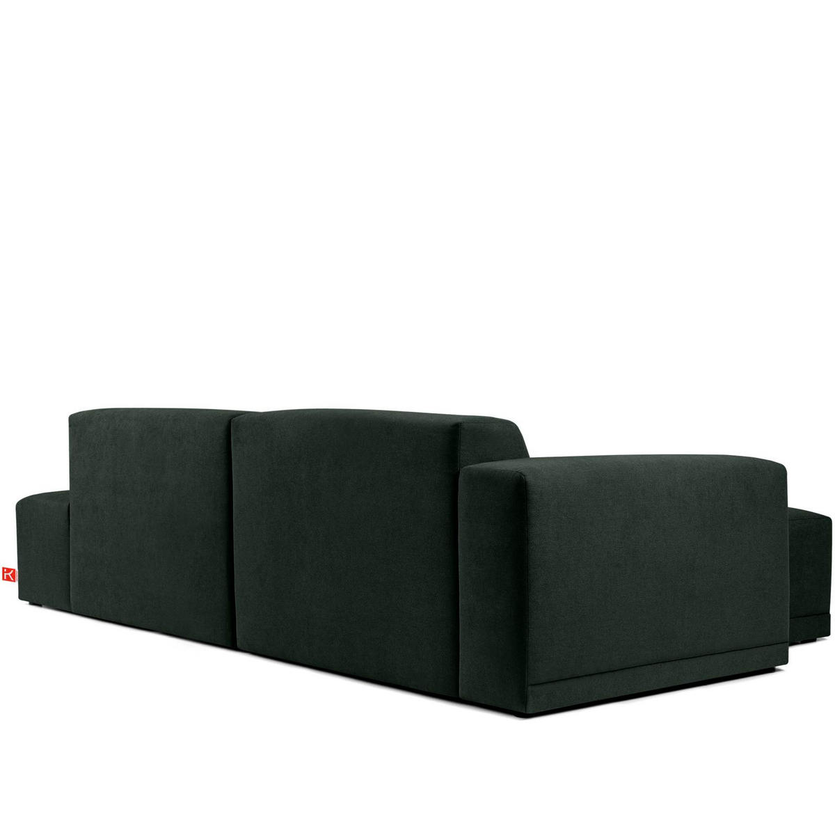 ECKSOFA LINKS MUDI in moderner Optik mit hochwertigem Kaltschaum, Cord-Stoff, Dunkelgrün - Dunkelgrün/Schwarz, Textil (280/160cm) - KONSIMO®