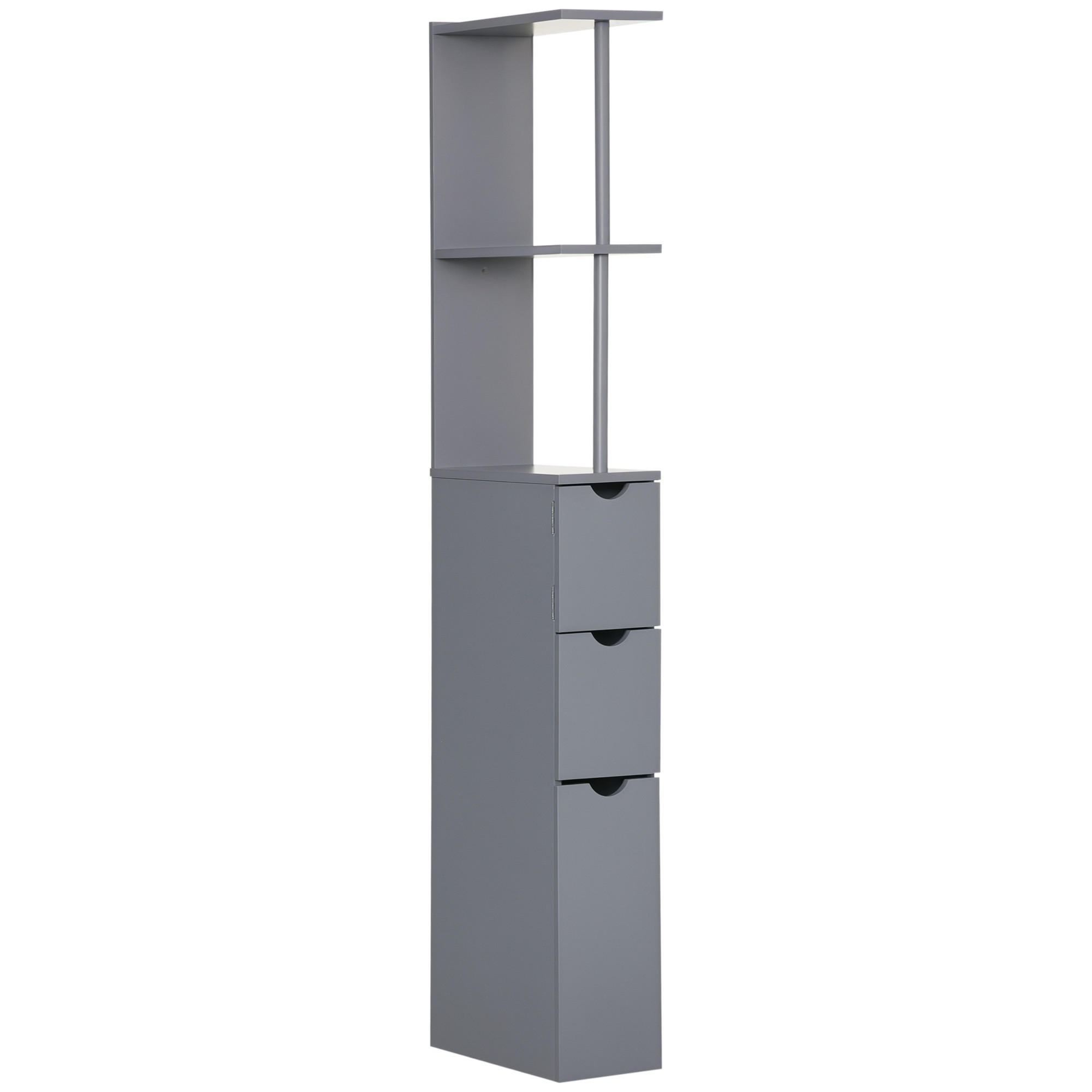 HOCHSCHRANK DE-12506 15/33/137 cm Grau - Grau, Holzwerkstoff (15/136.8/33cm) - ComfortXL