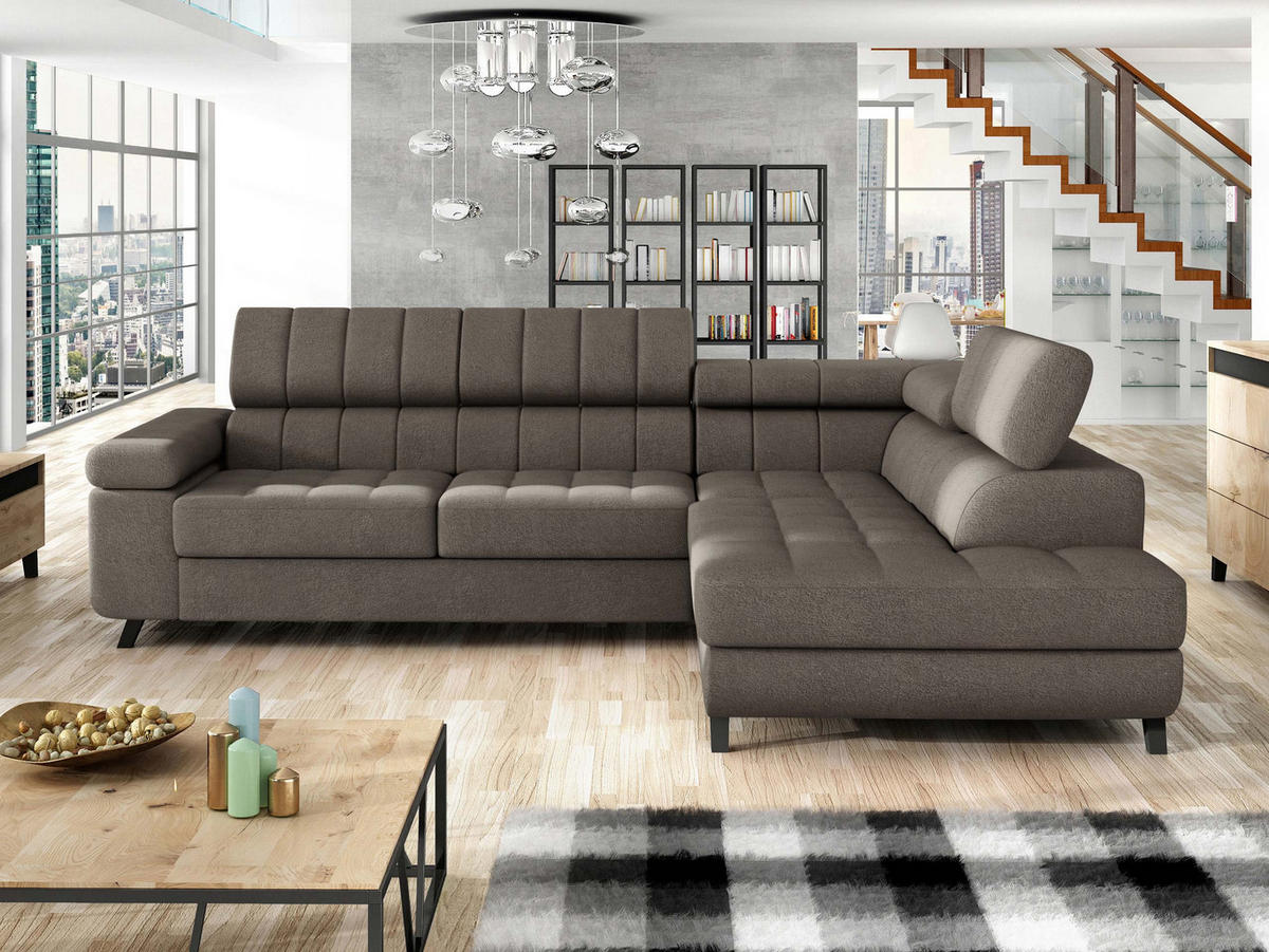 ECKSOFA Nord, Seite: Rechts - Schwarz/Braun, Holz/Textil (264/203cm) - MIRJAN24