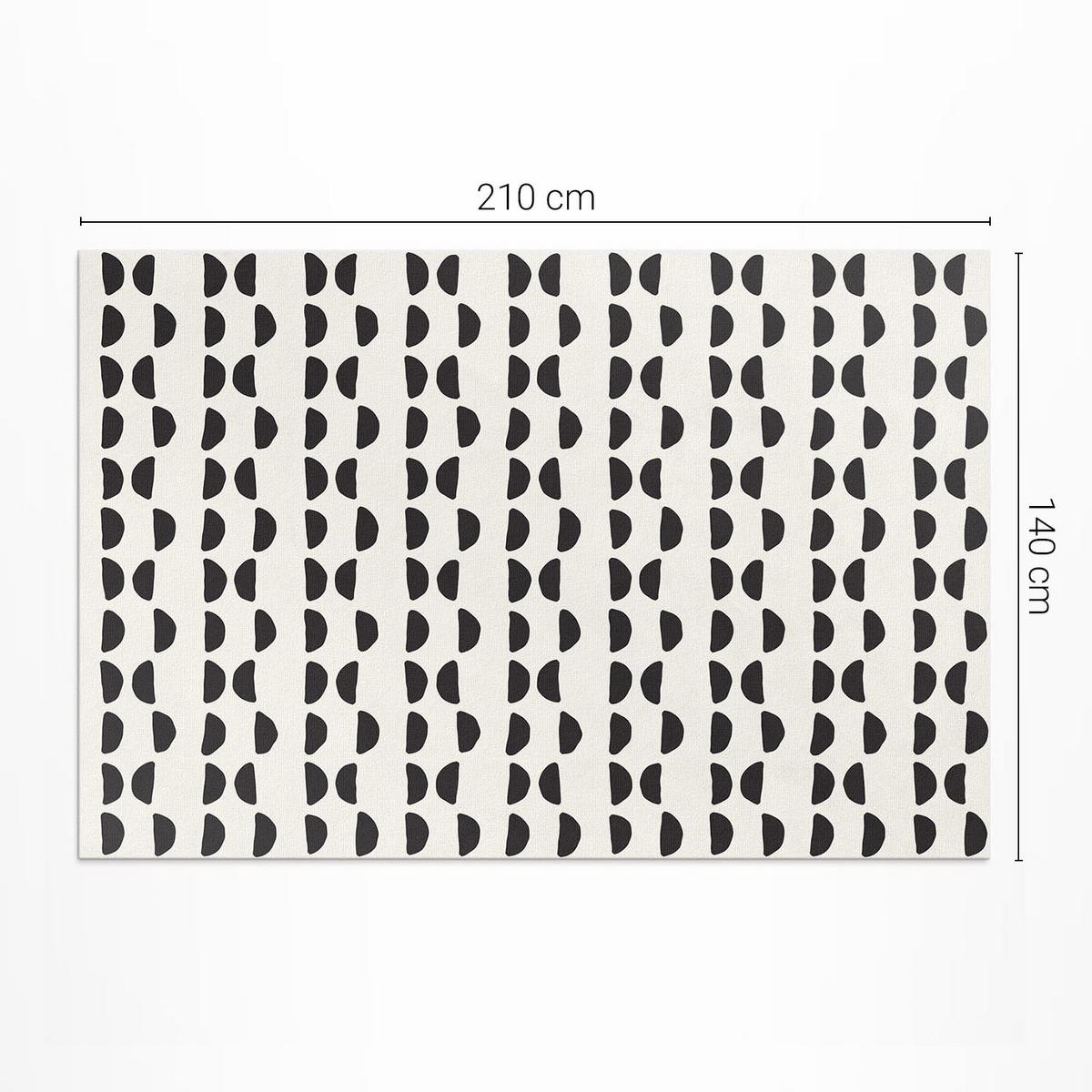 TEPPICH 140x210 cm Unregelmäßige Halbmonde Boho Muster - Schwarz/Weiß, Kunststoff (140/210cm) - Wallfluent