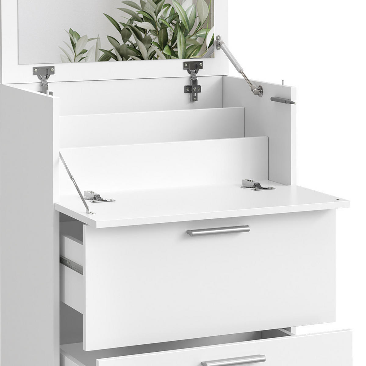 SCHMINKTISCH Hanna Weiß 65.8 cm mit 2 Schubladen - Weiß, Holzwerkstoff (65.8/91.6/41.6cm) - Vicco