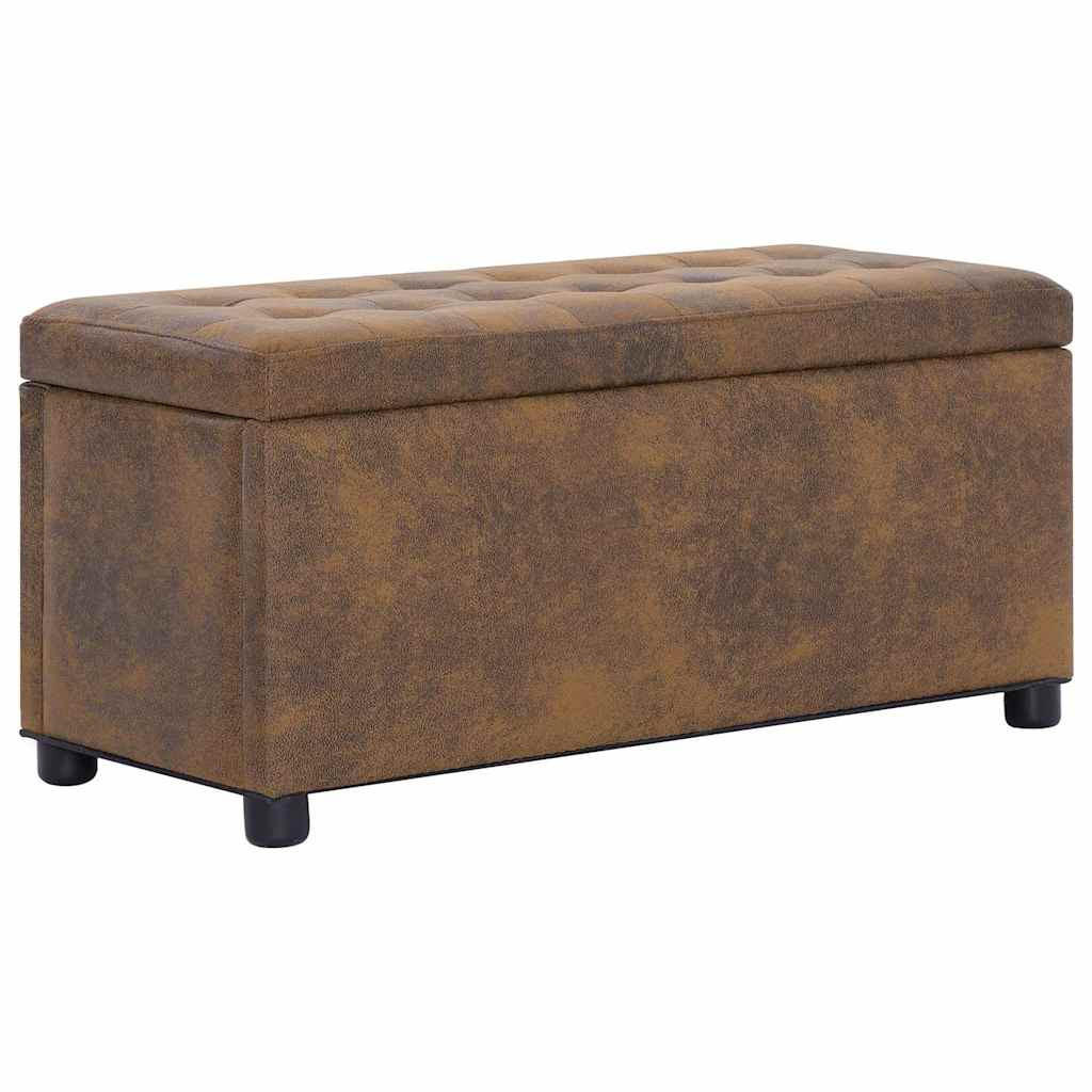 OTTOMAN Mit Stauraum 87,5 Cm Braun Wildleder-Optik - Braun, Leder (36/40/87.5cm) - vidaXL