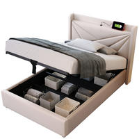 POLSTERBETT 90/200 cm Beige aus Baumwolle, Leinen und Metall mit Stauraum - Beige, Textil (90/200cm) - OKMYHOME